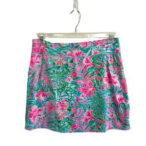 Lily Pulitzer Luxletic Maryana Skort - Amalfi Blue Leaf It Wild - Size M UPF 50